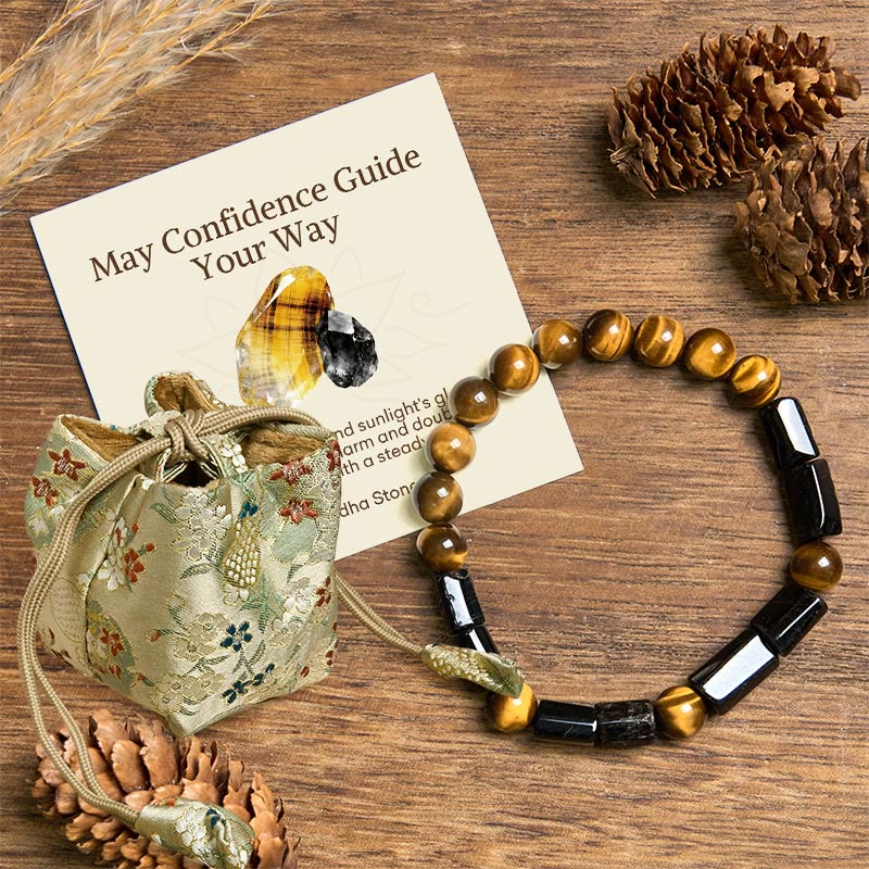 Wear FengShui "May Confidence Guide Your Way" Black Tourmaline Bracelet Includes Gift Message Card