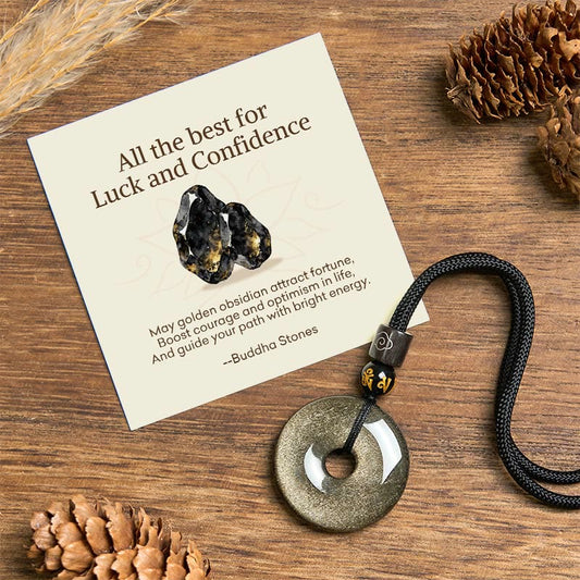 Wear FengShui "All the best for Luck and Confidence" Obsidian Necklace Includes Gift Message Card