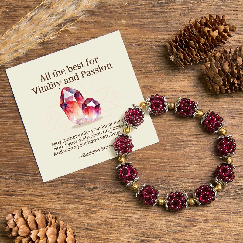 Wear FengShui "All the best for Vitality and Passion" Garnet Bracelet Includes Gift Message Card