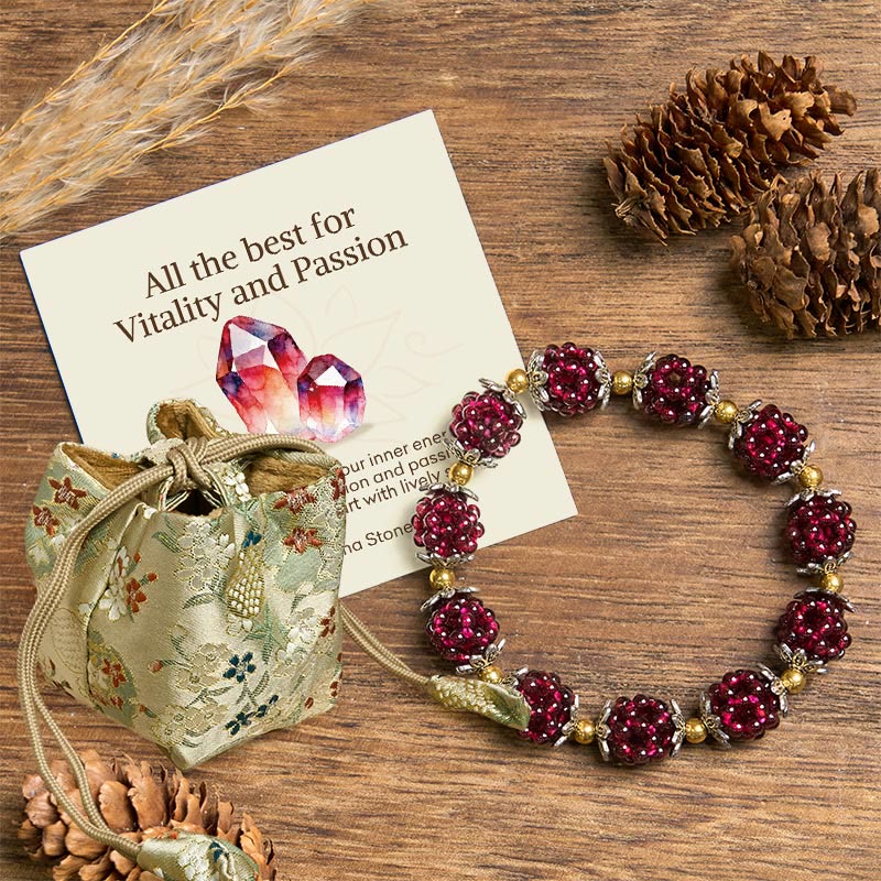 Wear FengShui "All the best for Vitality and Passion" Garnet Bracelet Includes Gift Message Card