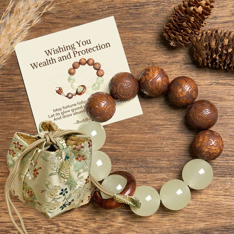 Wear FengShui "Wishing You Wealth and Protection" Sappan Wood Bracelet Includes Gift Message Card
