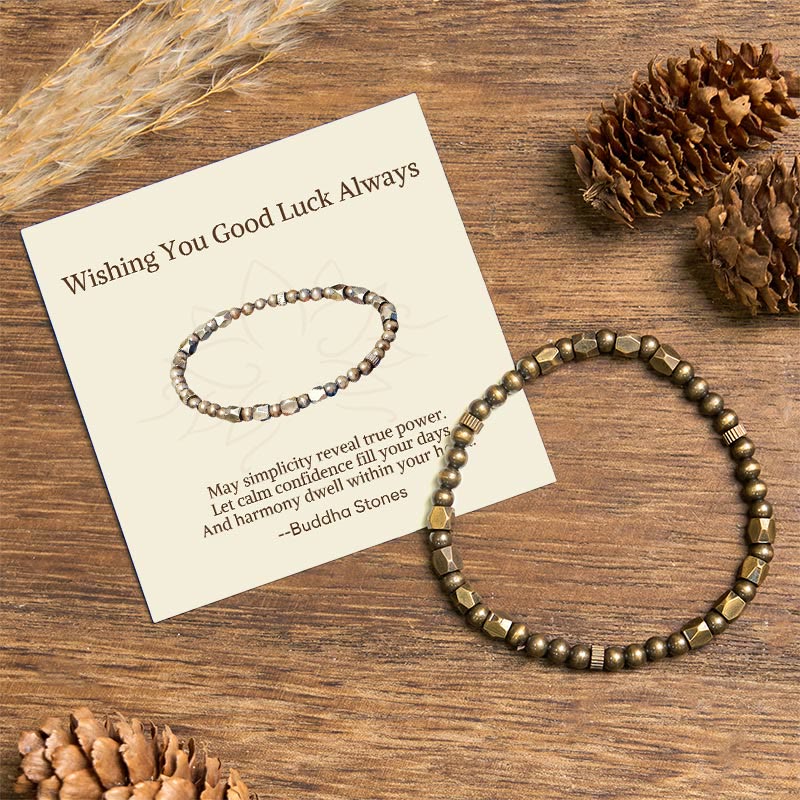 Wear FengShui "Wishing You Balance and Strength" Brass Beads Bracelet Includes Gift Message Card