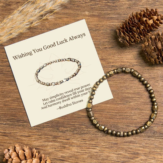 Wear FengShui "Wishing You Balance and Strength" Brass Beads Bracelet Includes Gift Message Card