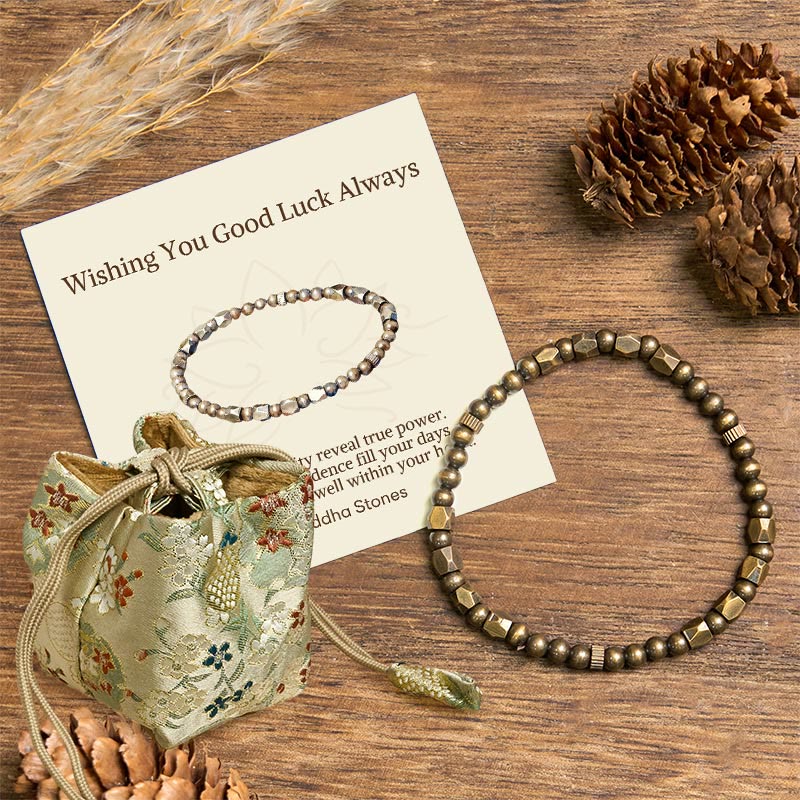 Wear FengShui "Wishing You Balance and Strength" Brass Beads Bracelet Includes Gift Message Card