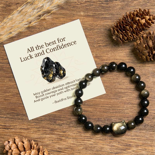 Wear FengShui "All the best for Luck and Confidence" Lovely Cat Bracelet Includes Gift Message Card