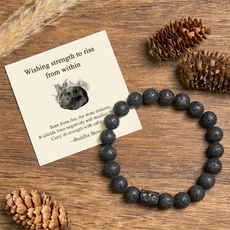Wear FengShui "Wishing Strength to Rise from Within" Lava Rock Bracelet Includes Gift Message Card
