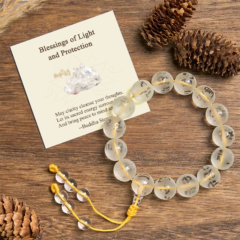 Wear FengShui "Blessings of Light and Protection" White Crystal Bracelet Includes Gift Message Card