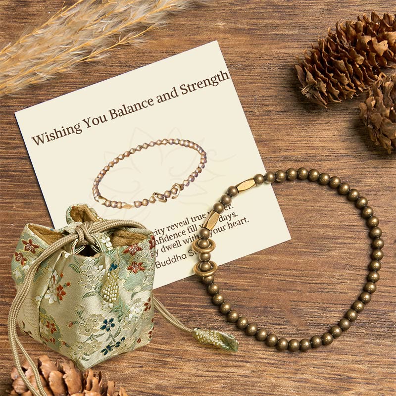 Wear FengShui "Wishing You Balance and Strength" Brass Bracelet Includes Gift Message Card