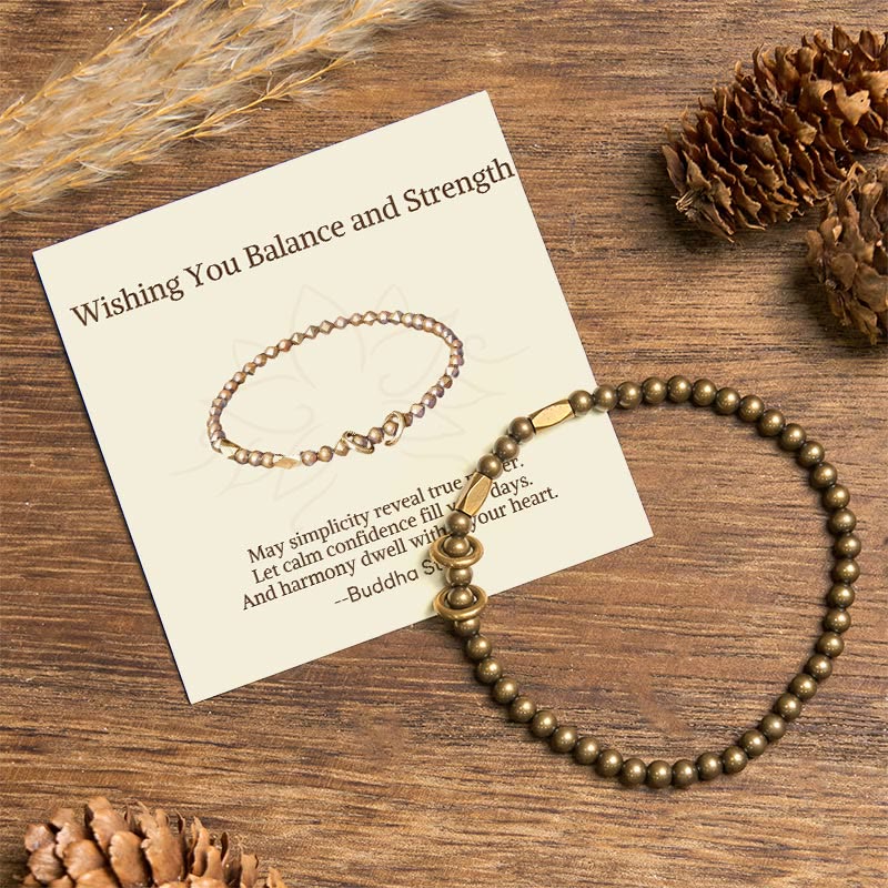 Wear FengShui "Wishing You Balance and Strength" Brass Bracelet Includes Gift Message Card