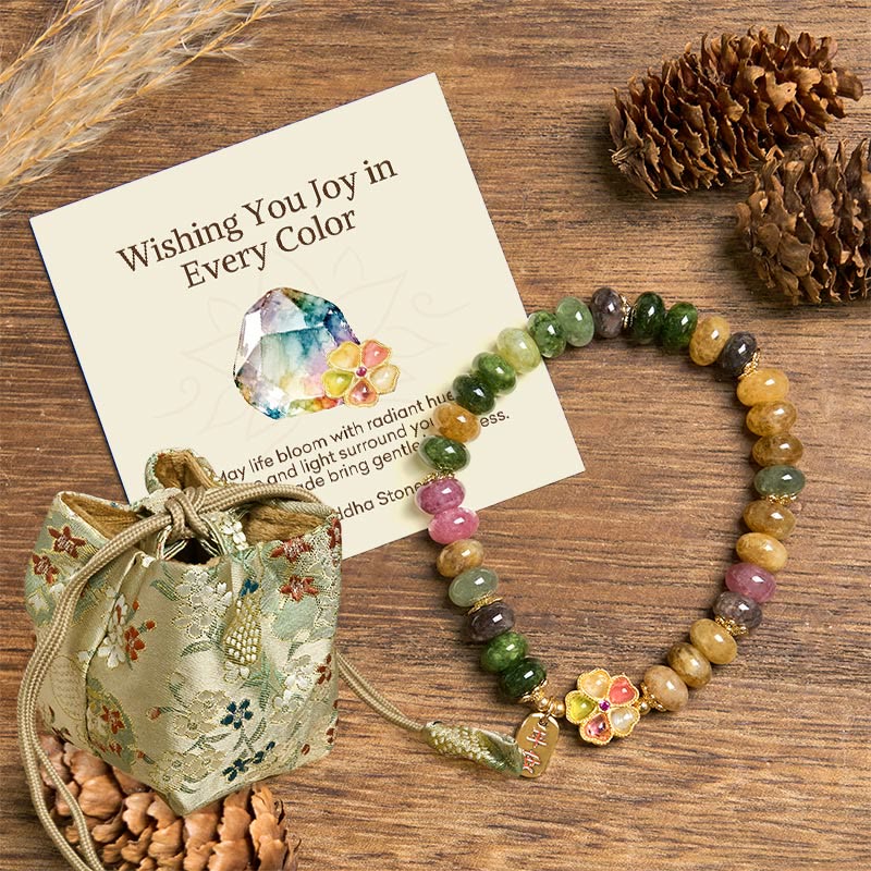 Wear FengShui "Wishing You Joy in Every Color" Tourmaline Jade Bracelet Includes Gift Message Card