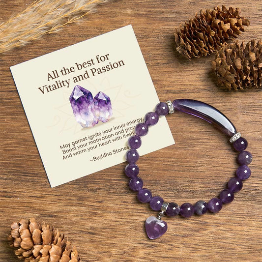 Wear FengShui "All the best for Calm and Wisdom" Amethyst Love Bracelet Includes Gift Message Card