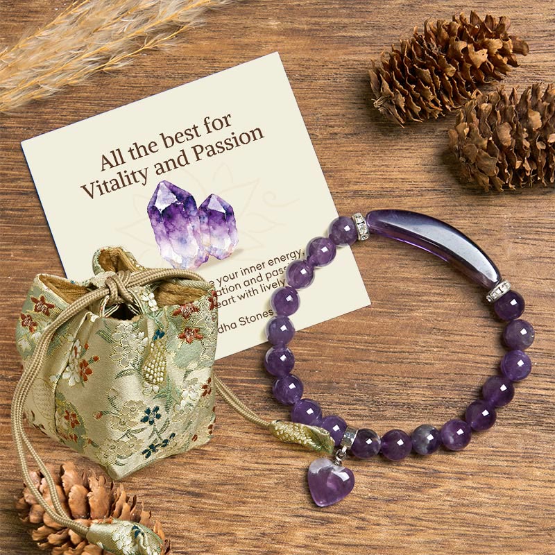 Wear FengShui "All the best for Calm and Wisdom" Amethyst Love Bracelet Includes Gift Message Card