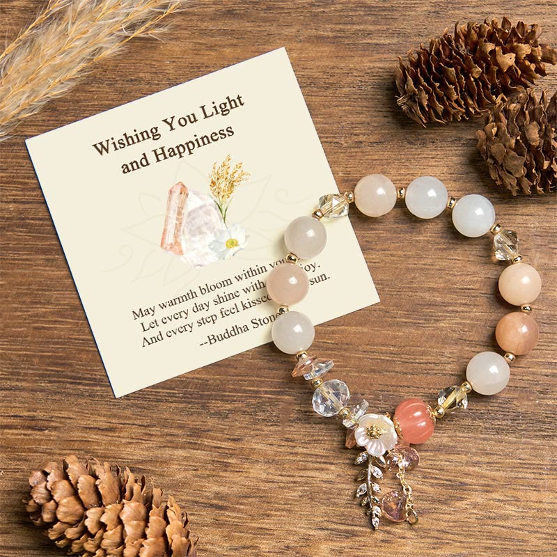 Wear FengShui "Wishing You Light and Happiness" Sun Stone Bracelet Includes Gift Message Card