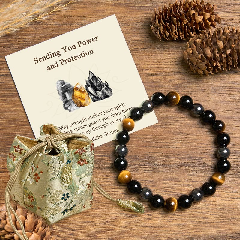 Wear FengShui "Sending You Power and Protection" Tiger's Eye Bracelet Includes Gift Message Card