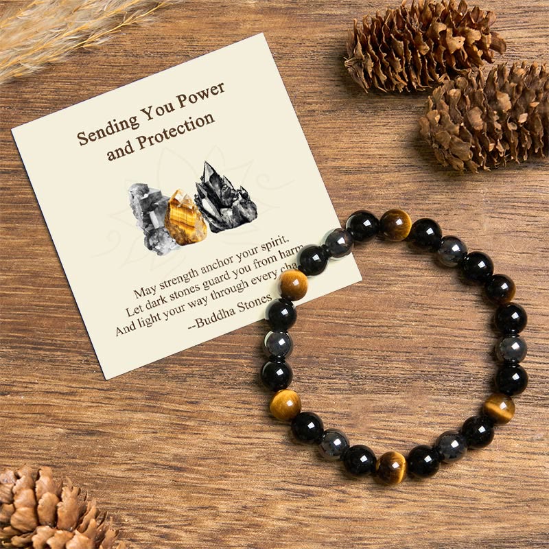 Wear FengShui "Sending You Power and Protection" Tiger's Eye Bracelet Includes Gift Message Card