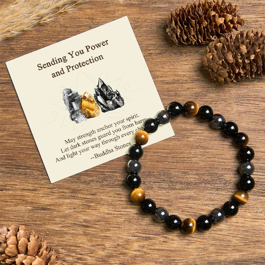 Wear FengShui "Sending You Power and Protection" Tiger's Eye Bracelet Includes Gift Message Card