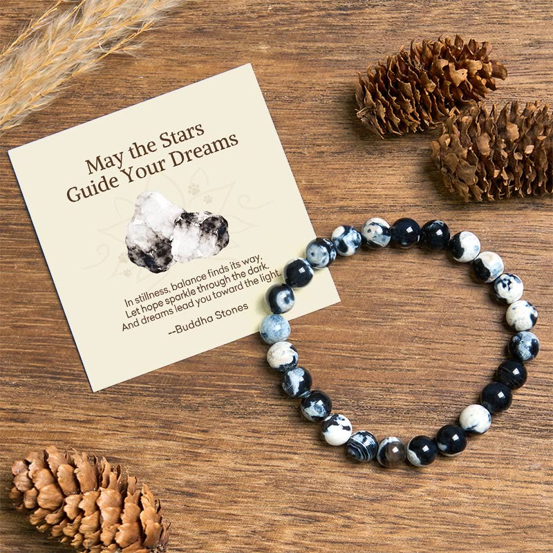 Wear FengShui "May the Stars Guide Your Dreams" Orca Agate Bracelet Includes Gift Message Card