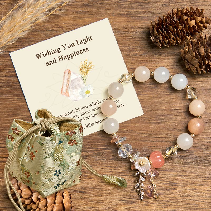 Wear FengShui "Wishing You Light and Happiness" Sun Stone Bracelet Includes Gift Message Card