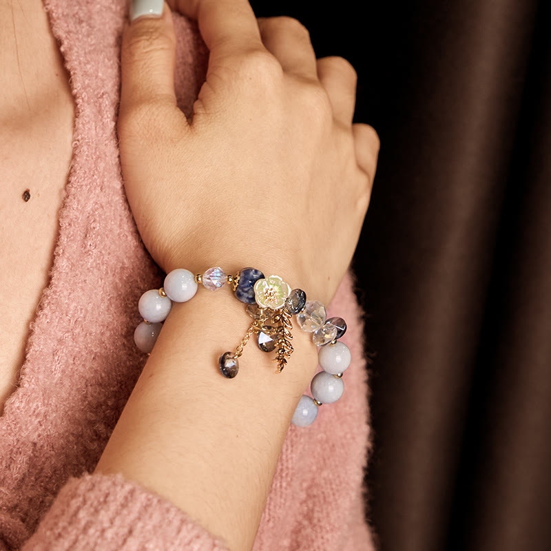 Wear FengShui "Sending You Peace and Grace" Blue Crystal Flower Bracelet Includes Gift Message Card