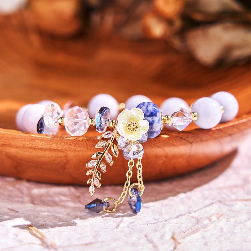 Wear FengShui "Sending You Peace and Grace" Blue Crystal Flower Bracelet Includes Gift Message Card