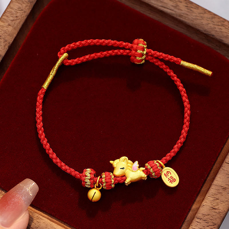 Wear FengShui 925 Sterling Silver Year Of The Horse Lucky Fortune Red String Strength Bracelet