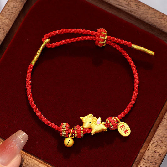 Wear FengShui 925 Sterling Silver Year Of The Horse Lucky Fortune Red String Strength Bracelet