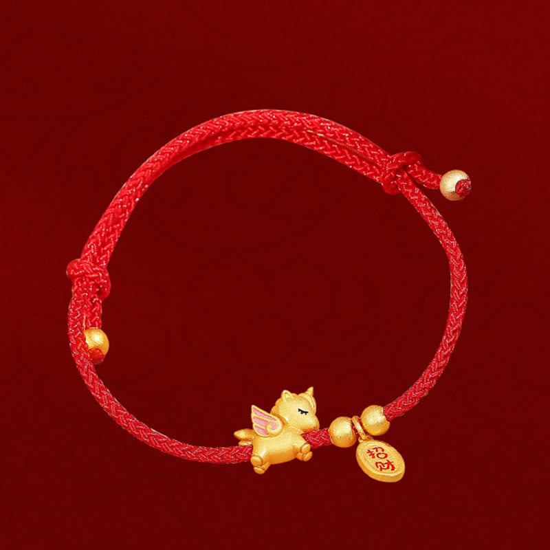 Wear FengShui 925 Sterling Silver Year Of The Horse Lucky Fortune Red String Strength Bracelet