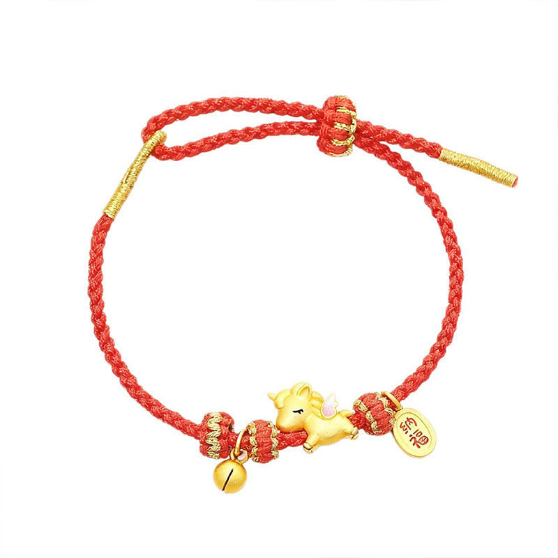 Wear FengShui 925 Sterling Silver Year Of The Horse Lucky Fortune Red String Strength Bracelet
