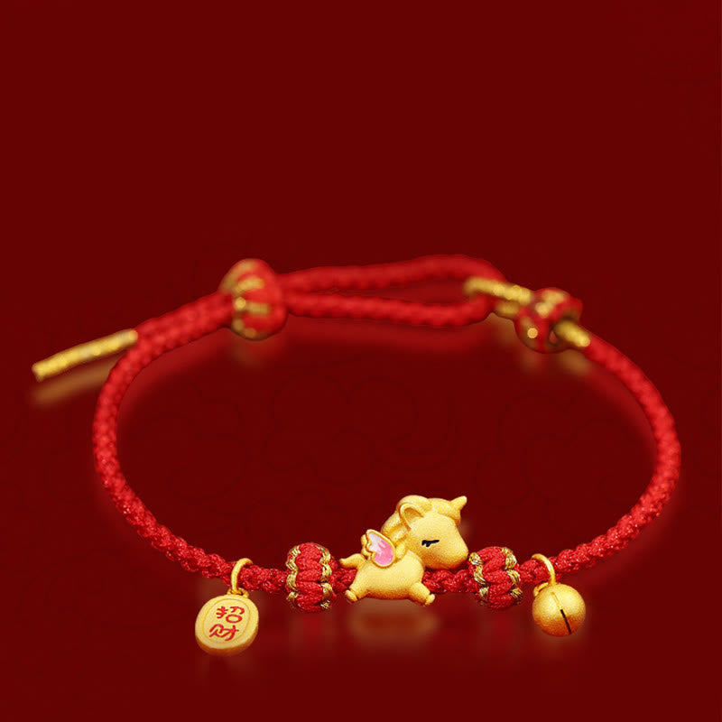 Wear FengShui 925 Sterling Silver Year Of The Horse Lucky Fortune Red String Strength Bracelet