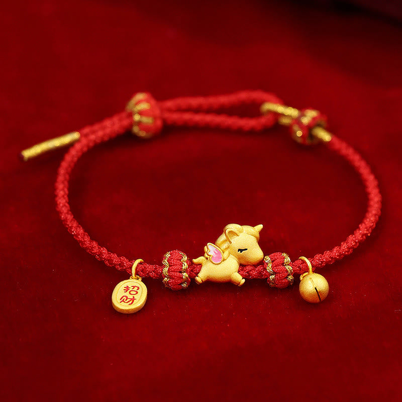 Wear FengShui 925 Sterling Silver Year Of The Horse Lucky Fortune Red String Strength Bracelet