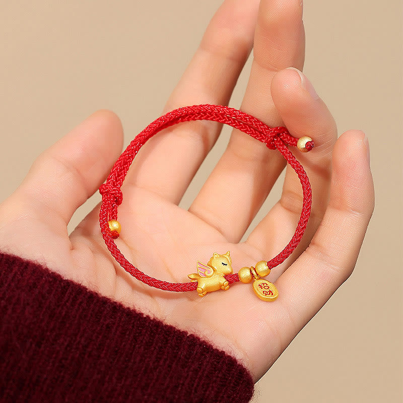Wear FengShui 925 Sterling Silver Year Of The Horse Lucky Fortune Red String Strength Bracelet