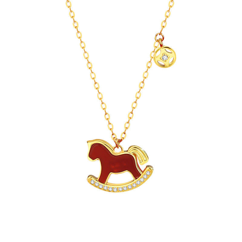 Wear FengShui 925 Sterling Silver Year Of The Horse Design Red Agate Confidence Earrings