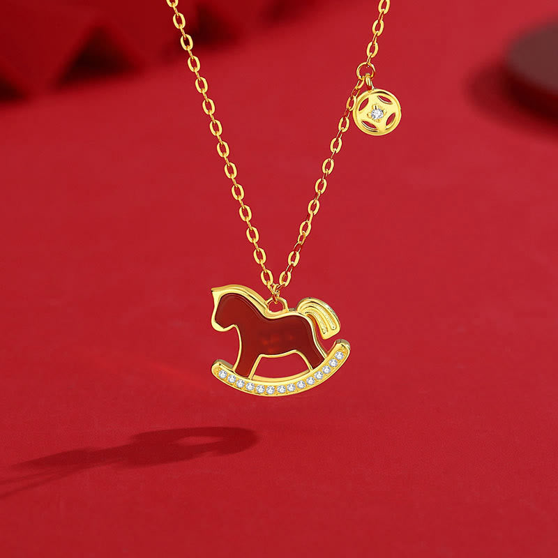 Wear FengShui 925 Sterling Silver Year Of The Horse Design Red Agate Confidence Earrings