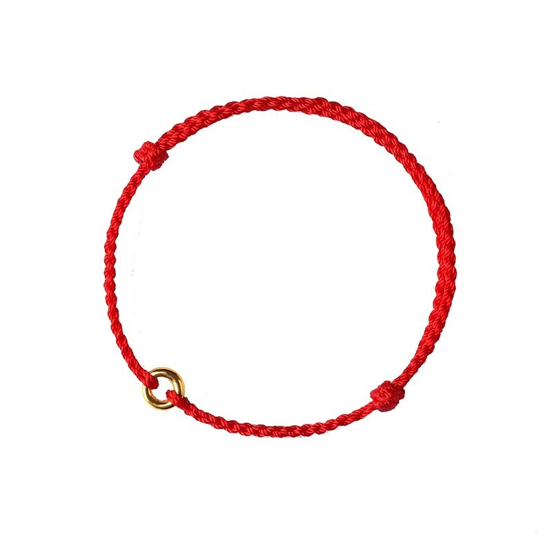 Wear FengShui Small Peace Buckle Braided String Adjustable Connection Bracelet Anklet