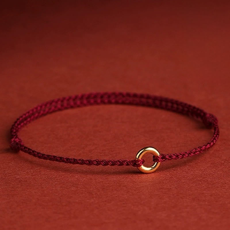 Wear FengShui Small Peace Buckle Braided String Adjustable Connection Bracelet Anklet