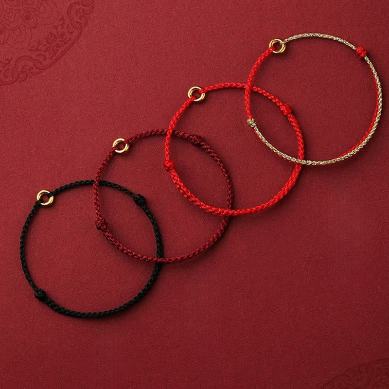 Wear FengShui Small Peace Buckle Braided String Adjustable Connection Bracelet Anklet