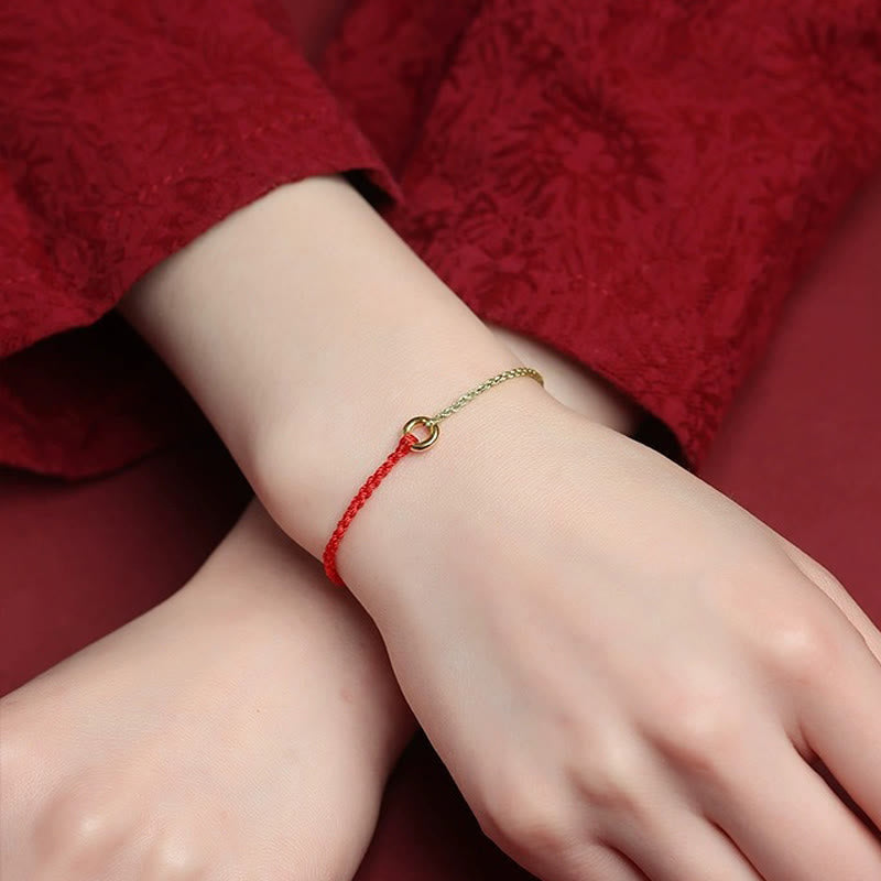 Wear FengShui Small Peace Buckle Braided String Adjustable Connection Bracelet Anklet