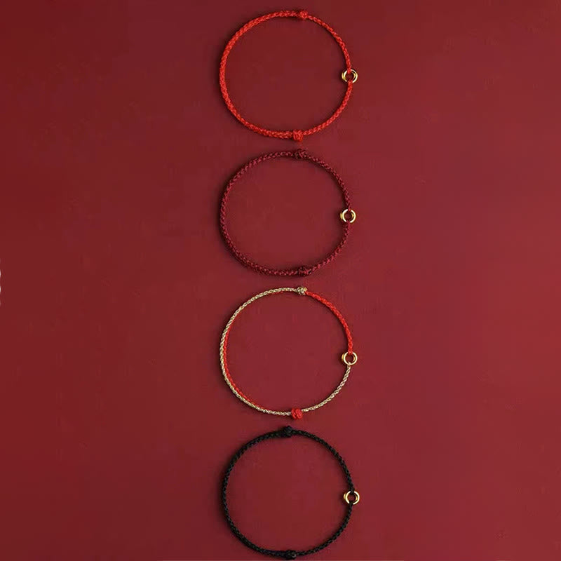 Wear FengShui Small Peace Buckle Braided String Adjustable Connection Bracelet Anklet