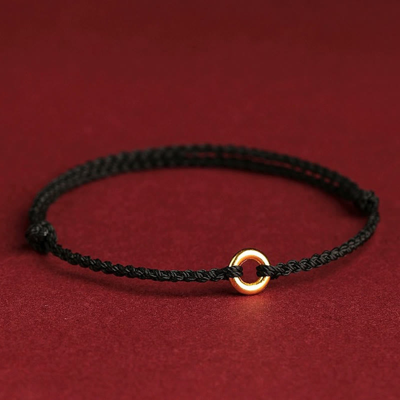 Wear FengShui Small Peace Buckle Braided String Adjustable Connection Bracelet Anklet