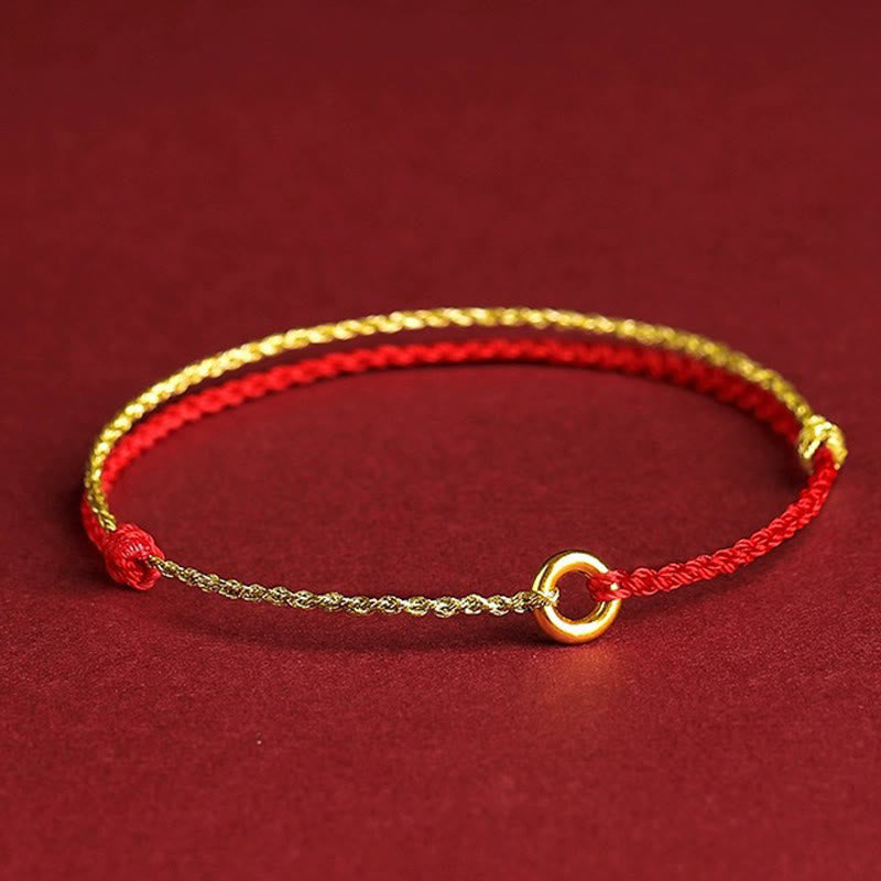 Wear FengShui Small Peace Buckle Braided String Adjustable Connection Bracelet Anklet