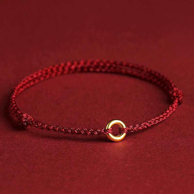 Wear FengShui Small Peace Buckle Braided String Adjustable Connection Bracelet Anklet