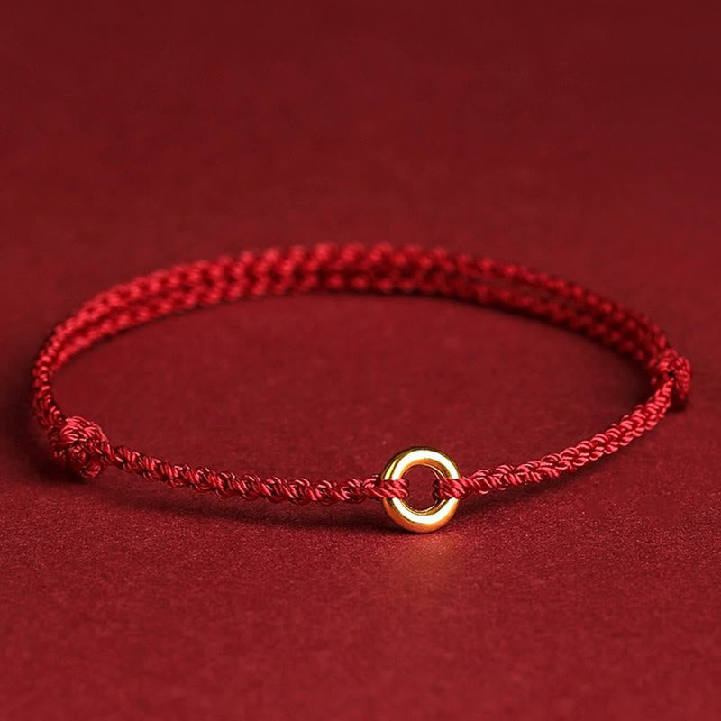 Wear FengShui Small Peace Buckle Braided String Adjustable Connection Bracelet Anklet
