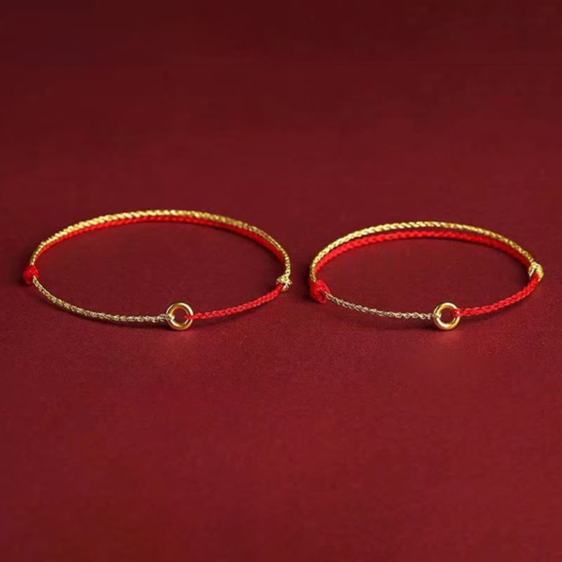 Wear FengShui Small Peace Buckle Braided String Adjustable Connection Bracelet Anklet