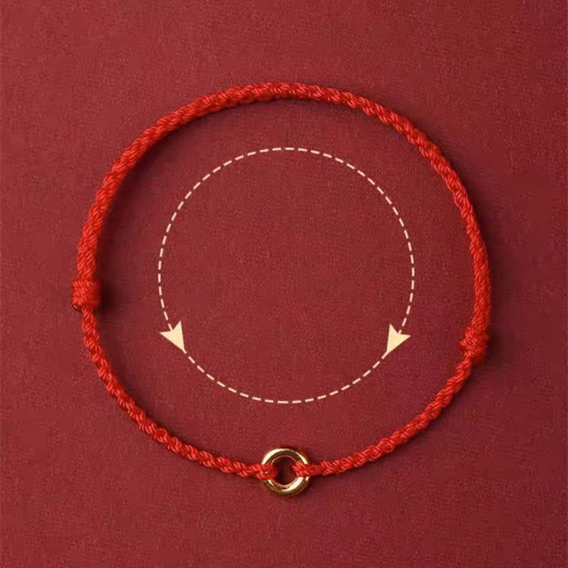 Wear FengShui Small Peace Buckle Braided String Adjustable Connection Bracelet Anklet