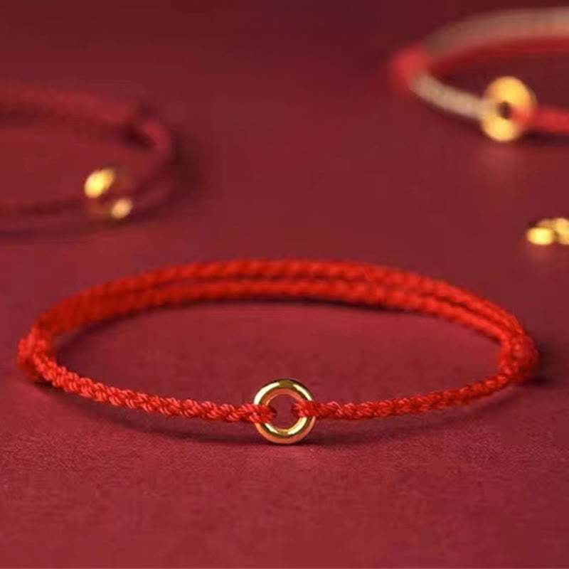 Wear FengShui Small Peace Buckle Braided String Adjustable Connection Bracelet Anklet