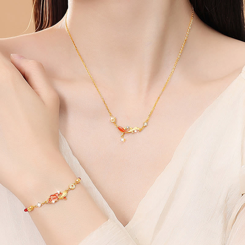 Buddha Stones 925 Sterling Silver Koi Fish Design Red String Blessing Bracelet