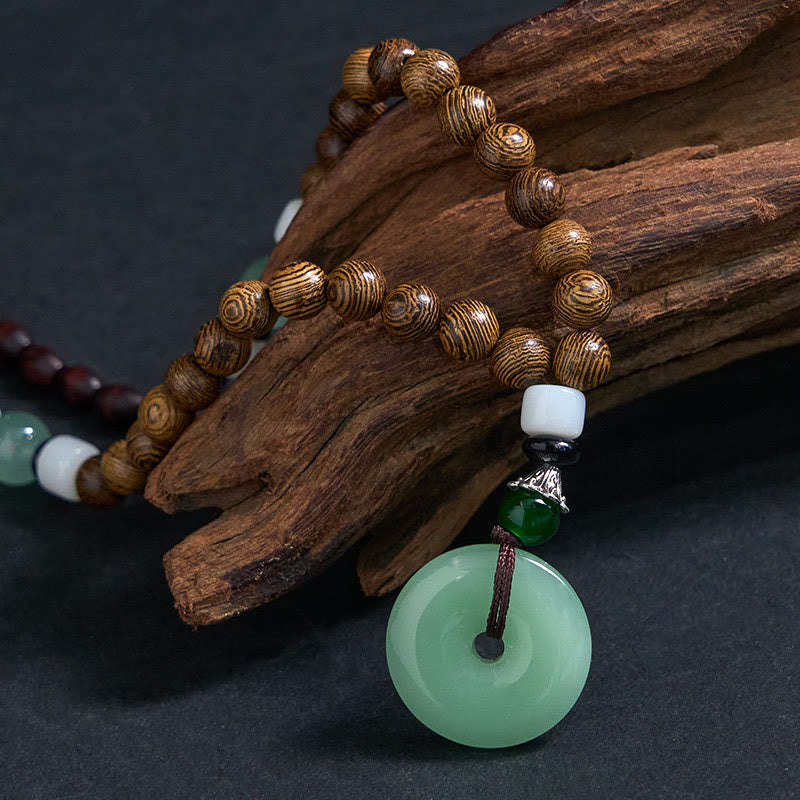 Wear FengShui Wenge Wood Peace Buckle Balance Tranquility Pendant Necklace