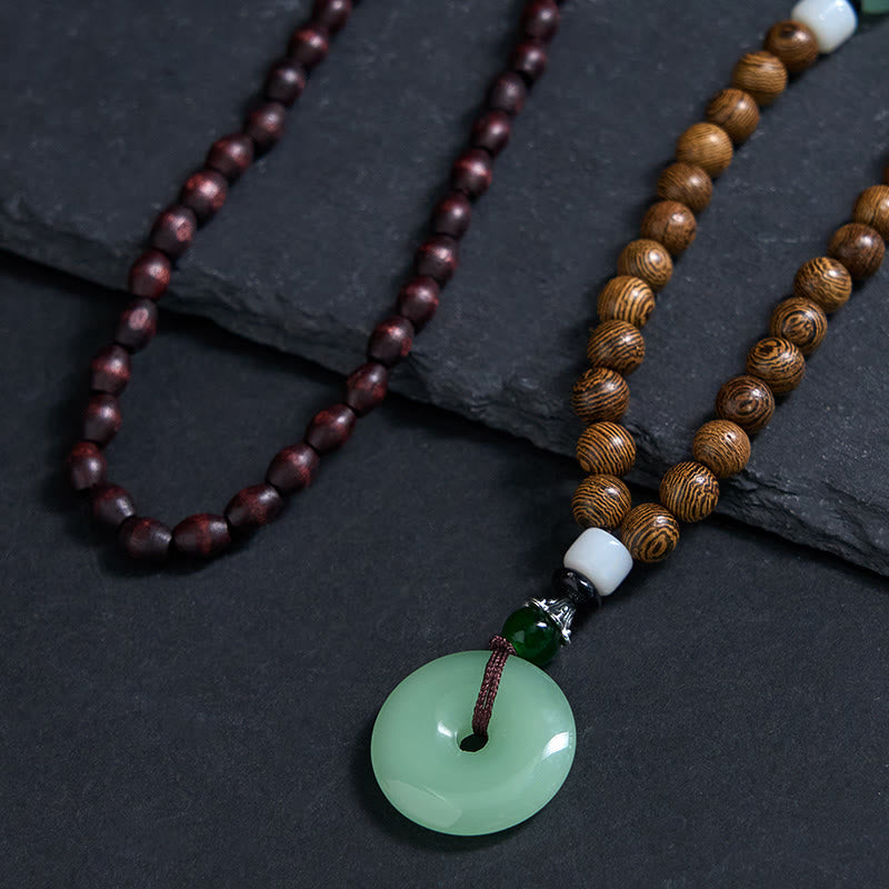 Wear FengShui Wenge Wood Peace Buckle Balance Tranquility Pendant Necklace