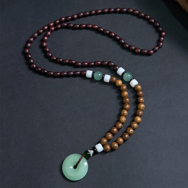 Wear FengShui Wenge Wood Peace Buckle Balance Tranquility Pendant Necklace