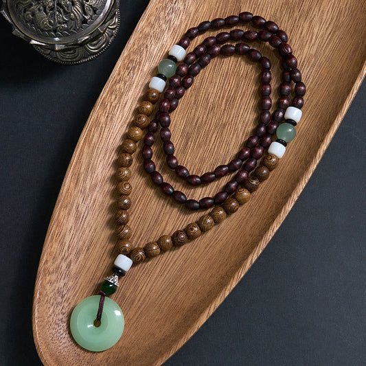 Wear FengShui Wenge Wood Peace Buckle Balance Tranquility Pendant Necklace